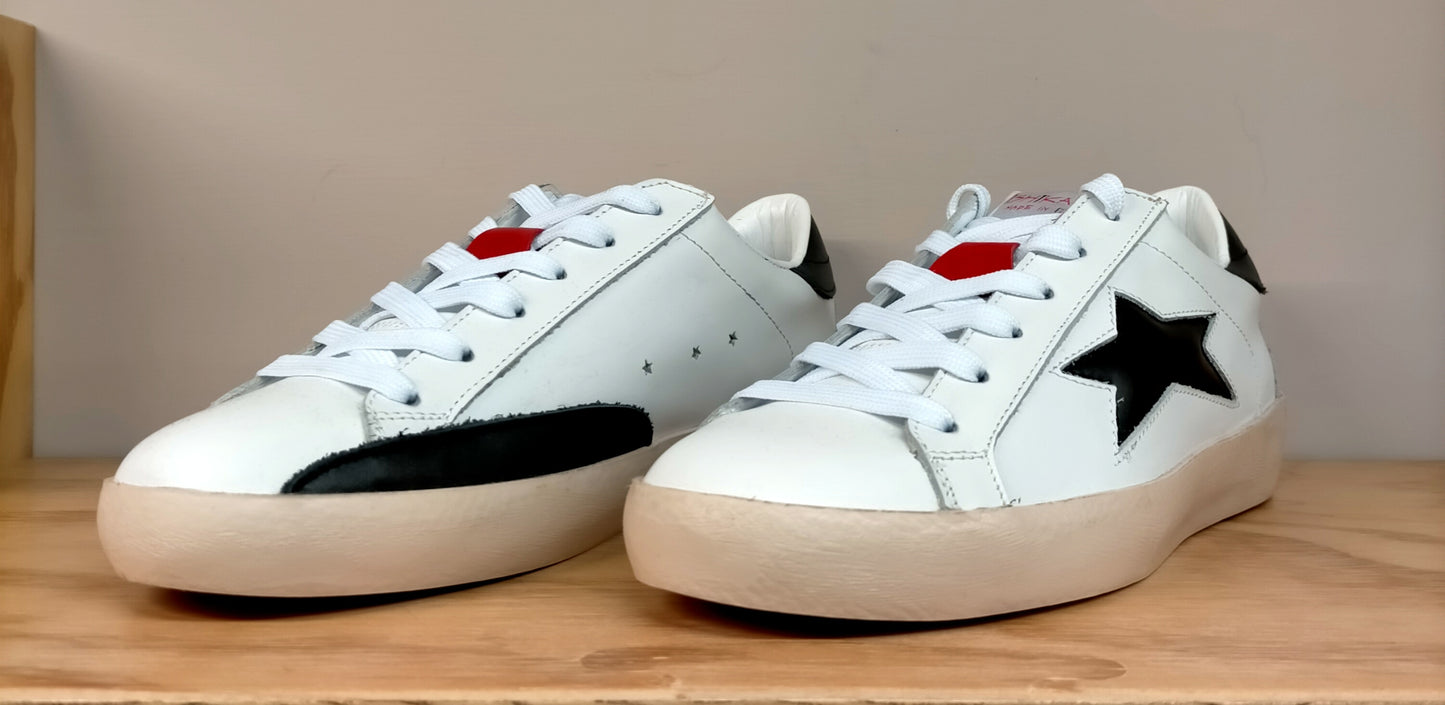 Sneakers ISHIKAWA 2723 in pelle bianca stella nera