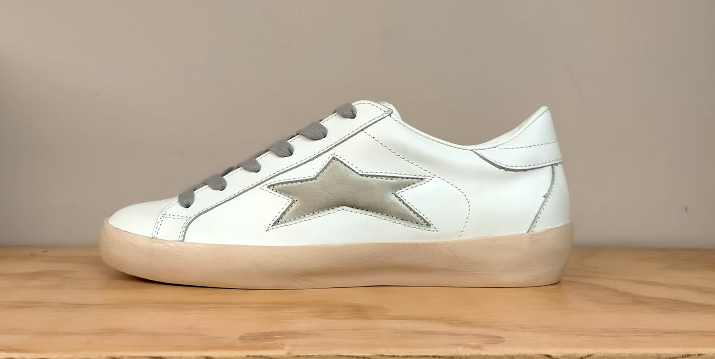 Sneakers ISHIKAWA 2721 in pelle bianca stella grigia