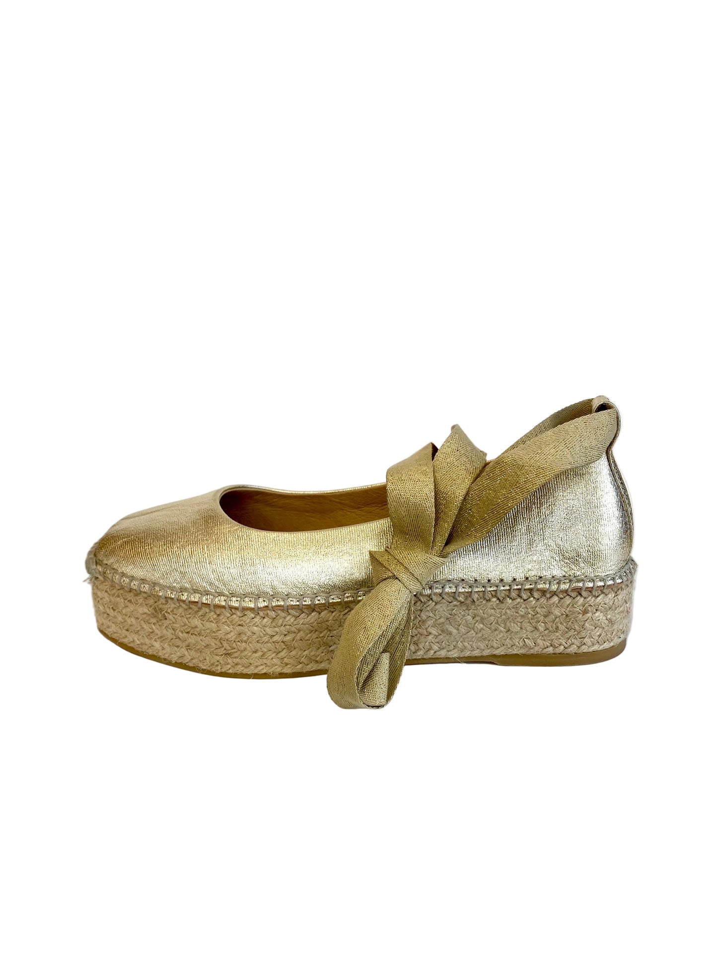Ballerina Lonigro nappa platino zeppa corda MITSY