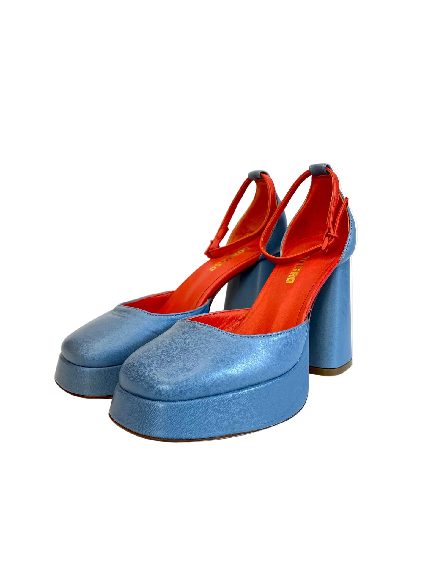 Sandali LONIGRO con plateau in pelle carta da zucchero