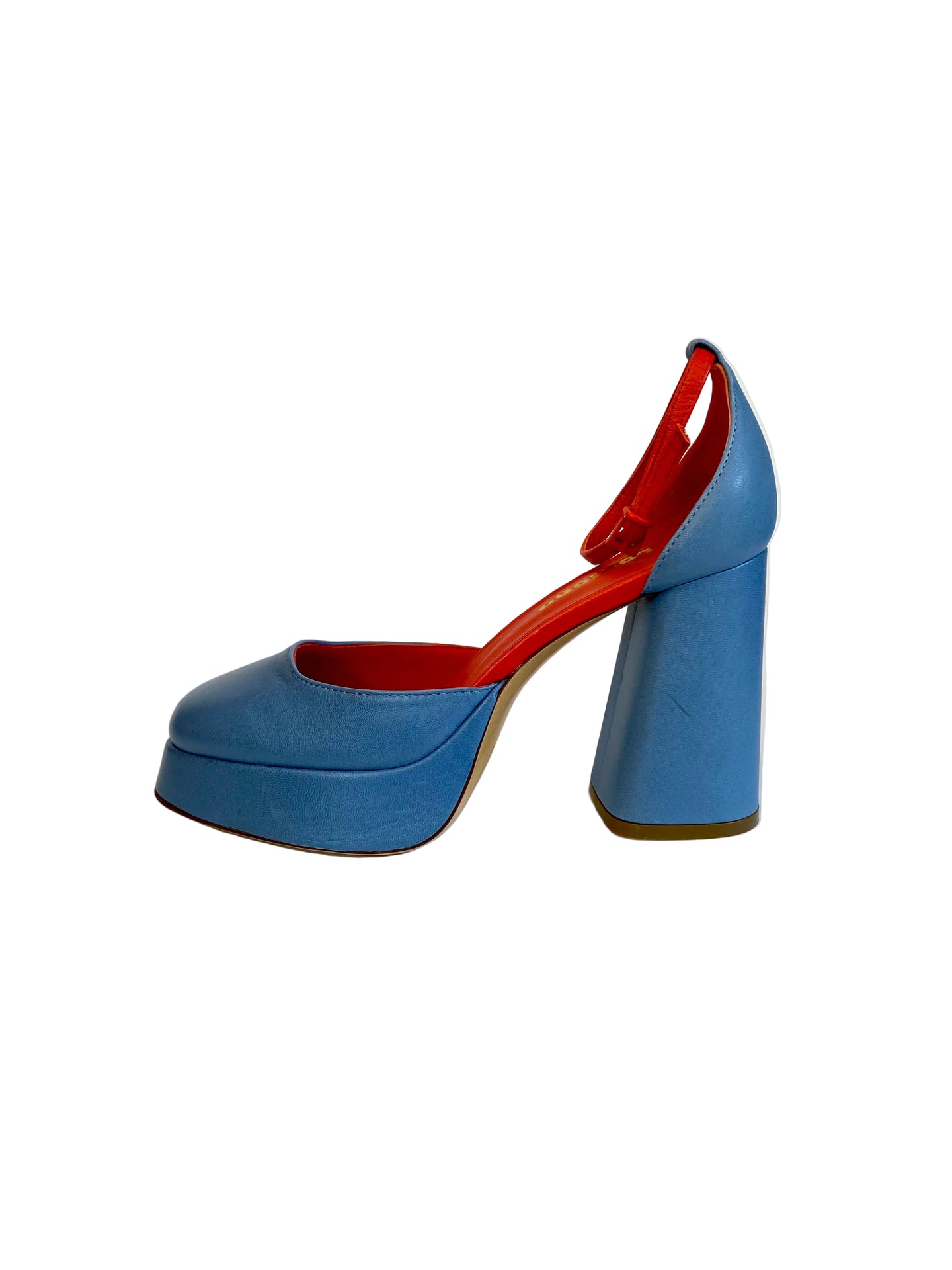Sandali LONIGRO con plateau in pelle carta da zucchero