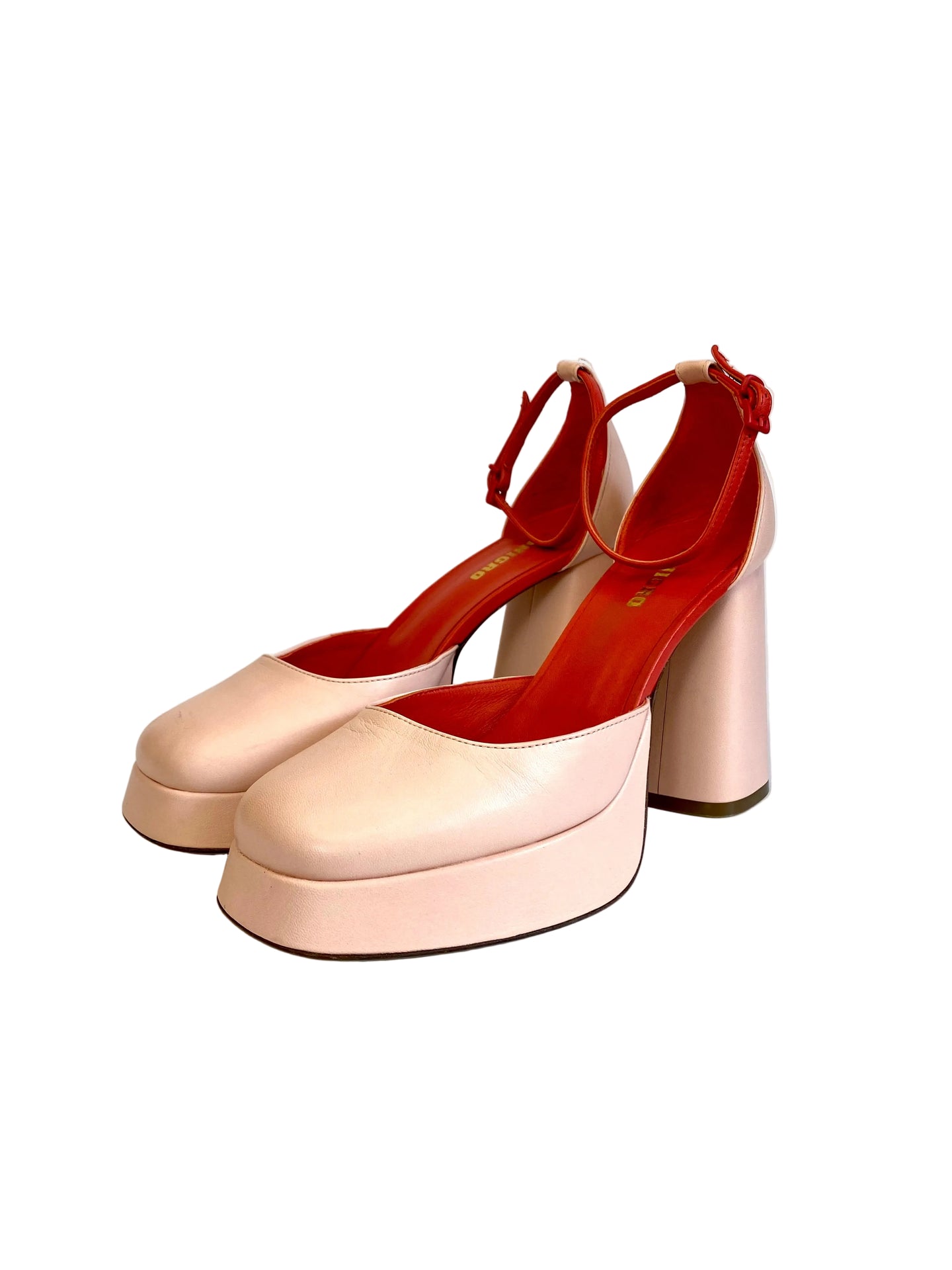 Sandali LONIGRO con plateau in pelle rosa