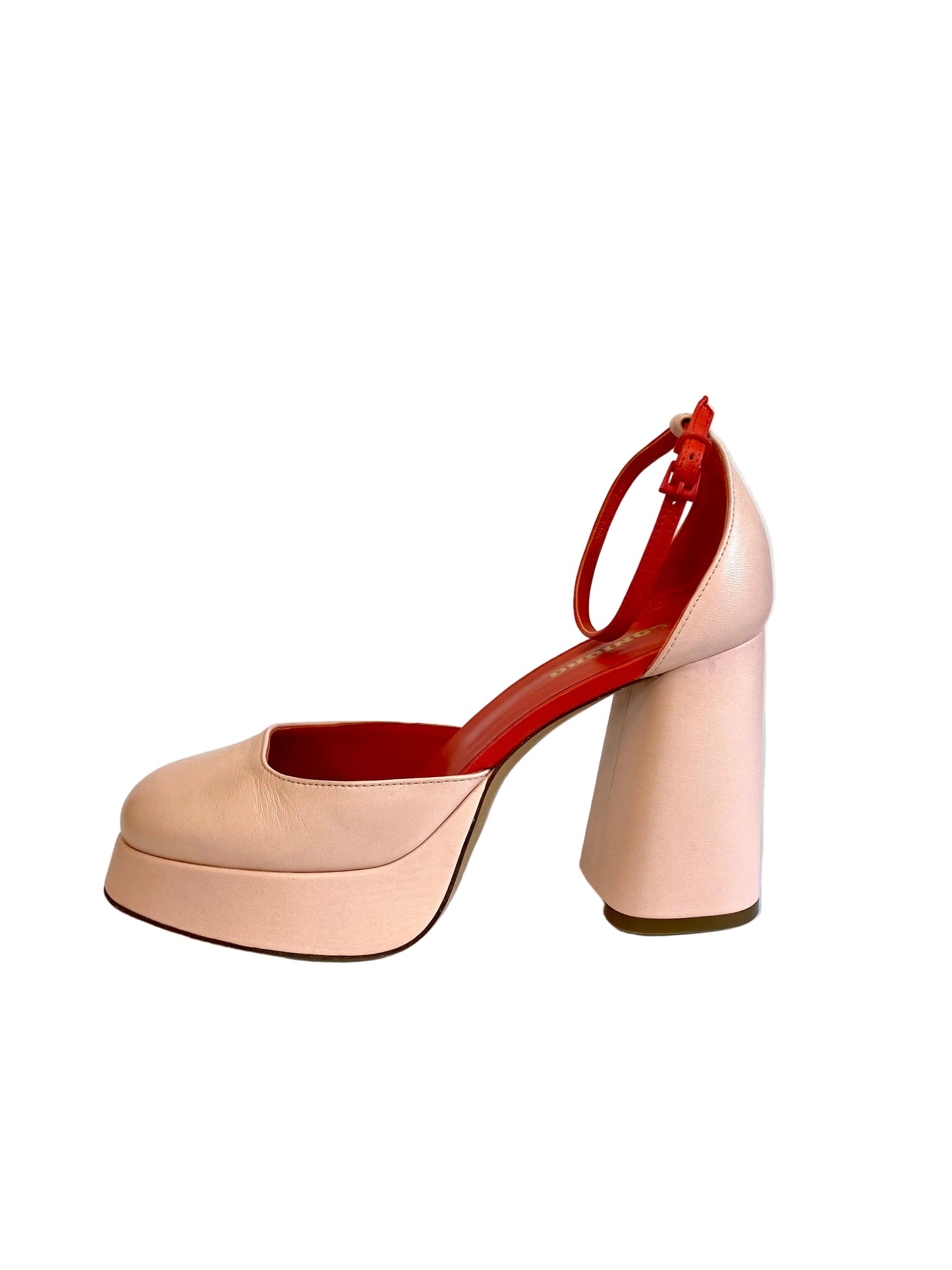 Sandali LONIGRO con plateau in pelle rosa