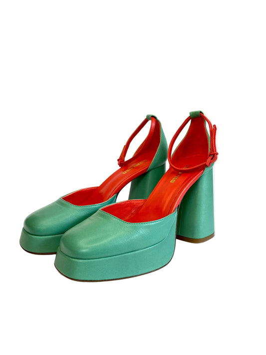 Sandali LONIGRO con plateau in pelle verde