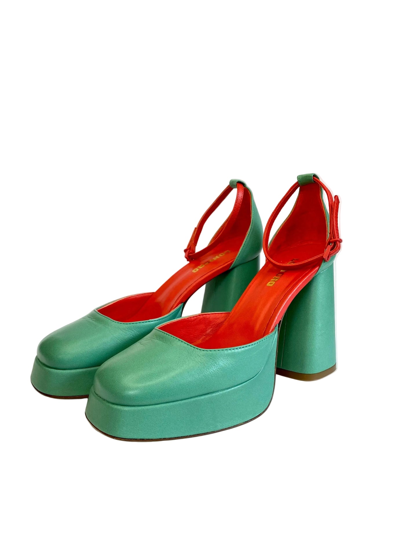 Sandali LONIGRO con plateau in pelle verde