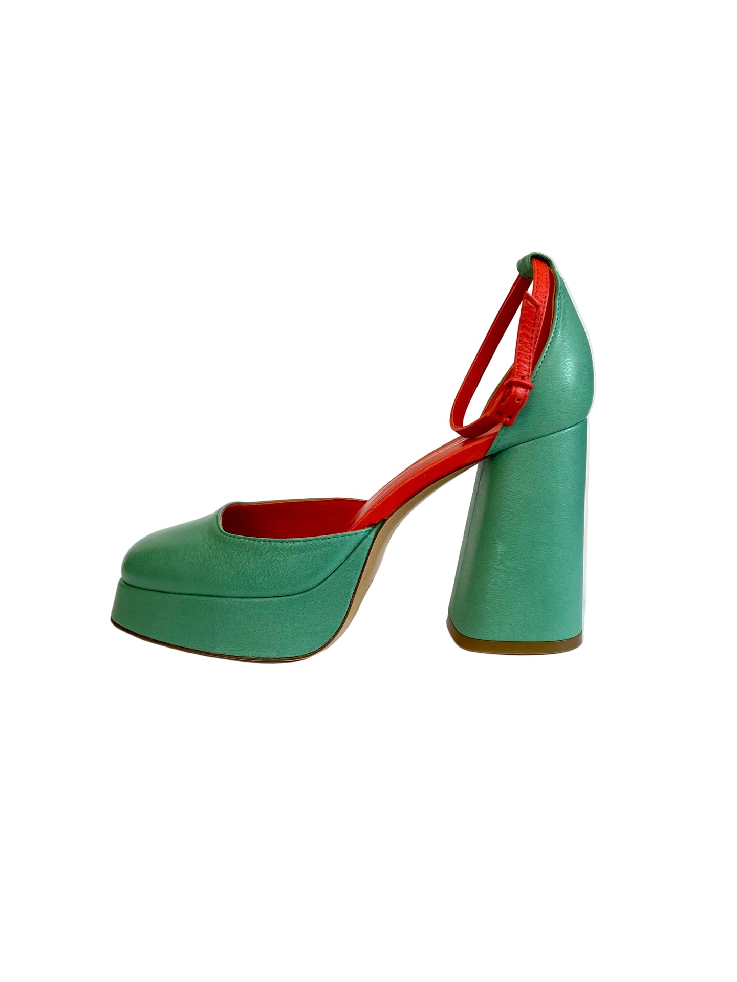 Sandali LONIGRO con plateau in pelle verde