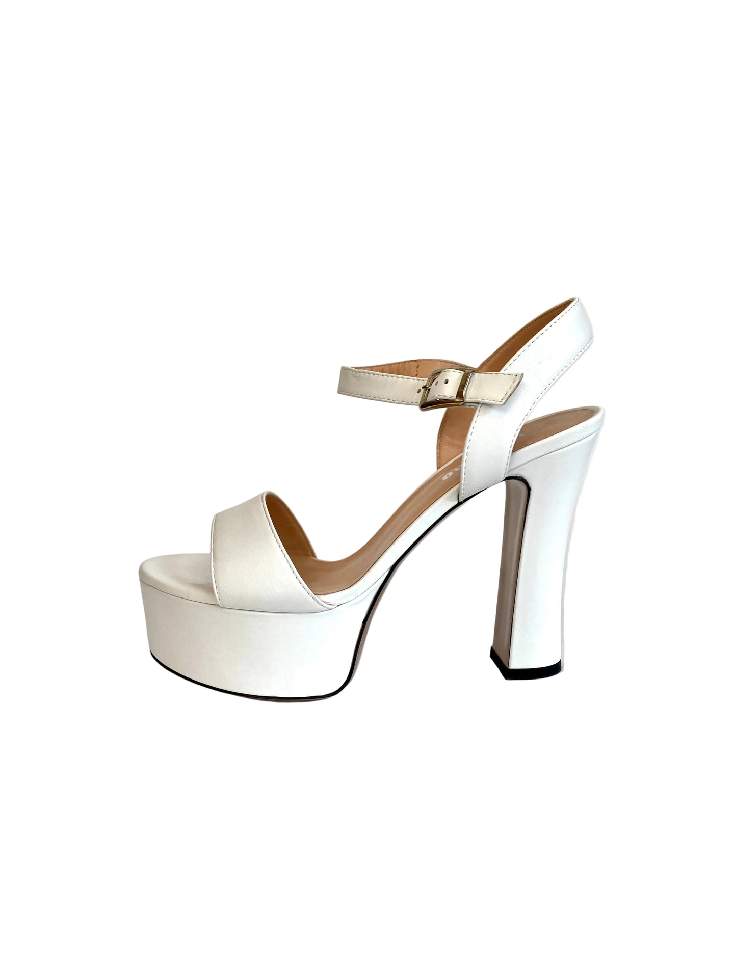 Sandali LONIGRO con plateau in pelle bianca