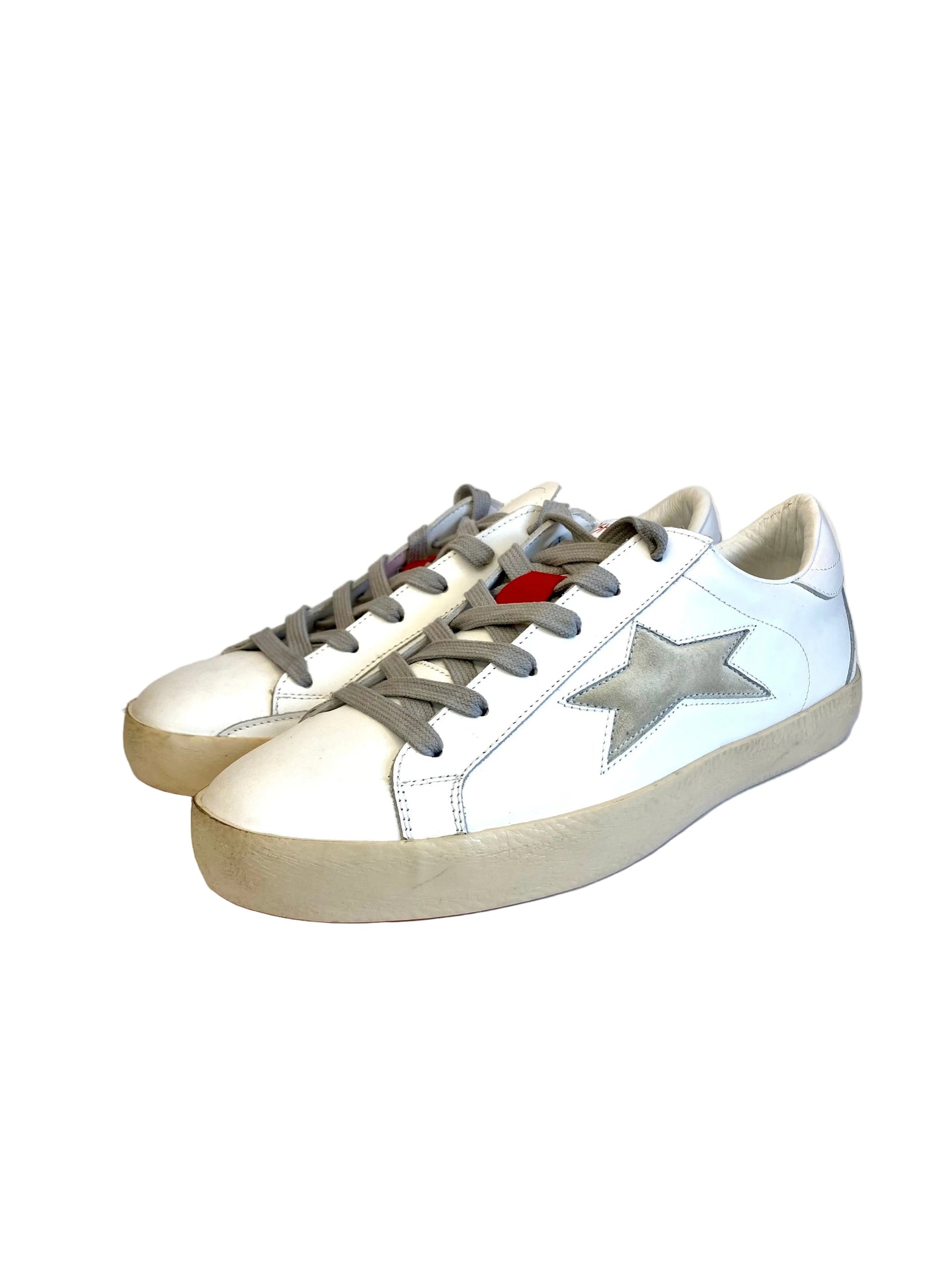 Sneakers ISHIKAWA 2721 in pelle bianca stella grigia