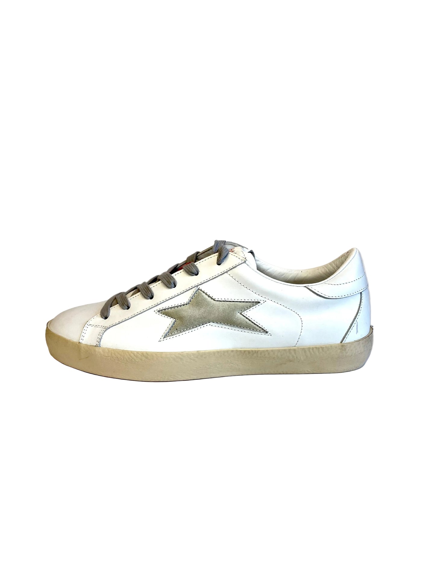 Sneakers ISHIKAWA 2721 in pelle bianca stella grigia