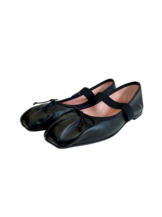 Ballerine PRETTY BALLERINAS 52026 in nappa nera punta quadra