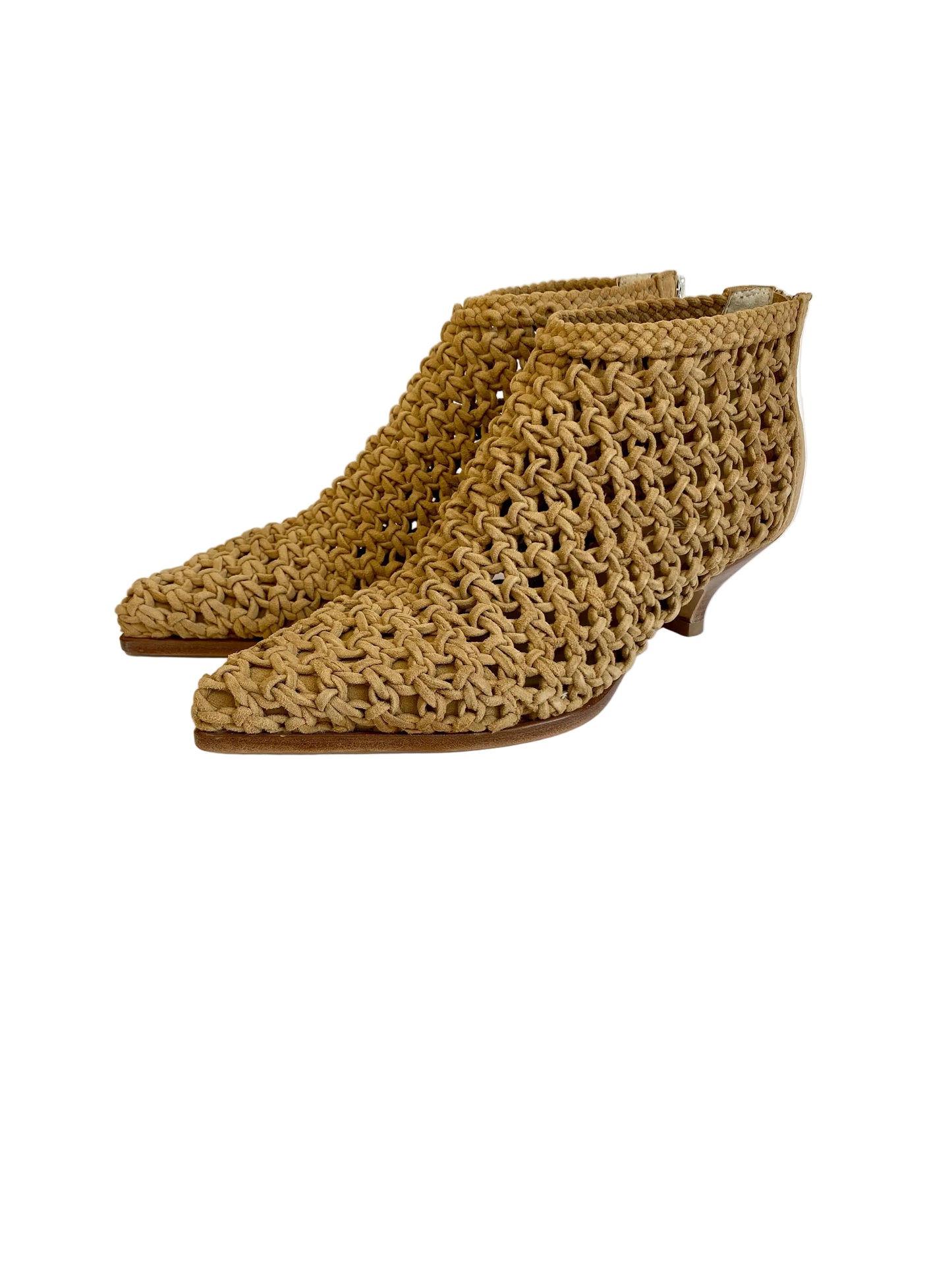 Stivaletto Elena Iachi intrecciato camoscio beige E4169