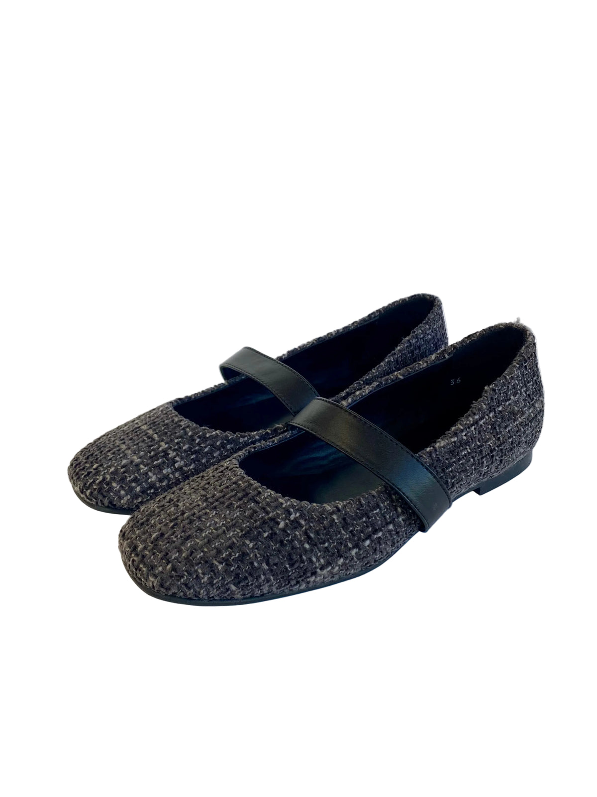 Ballerina Lonigro in bouclè nero-grigio BA125