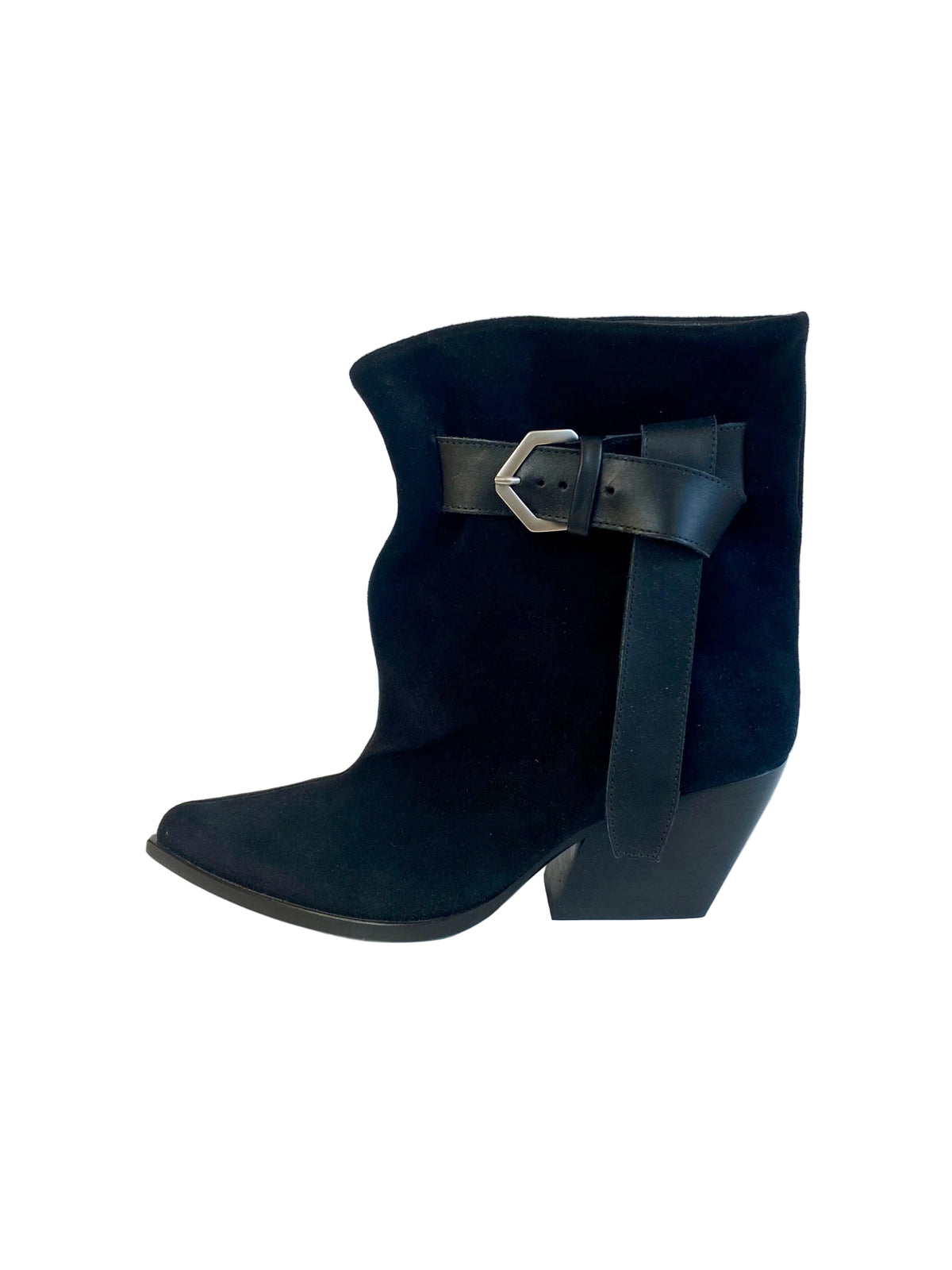 Stivaletto Elena Iachi camoscio nero con fibbia E4494B