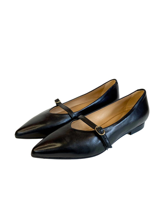 Ballerina a punta Lonigro in nappa nera con fibbia 1413S