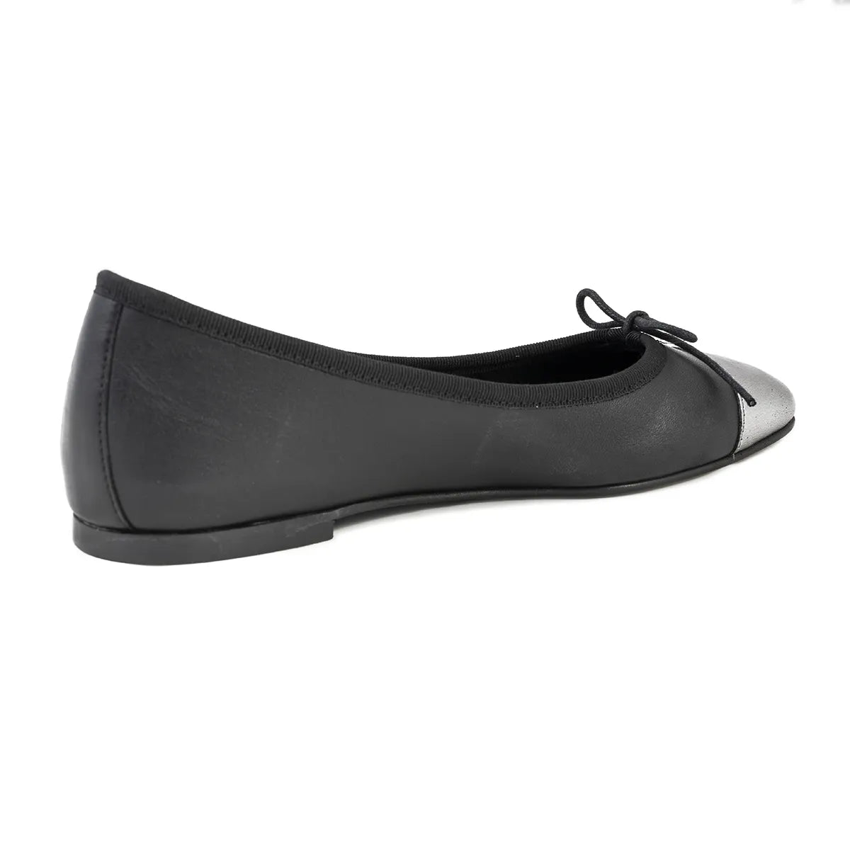 Ballerina Lonigro nappa nera punta acciaio zeppa 30mm