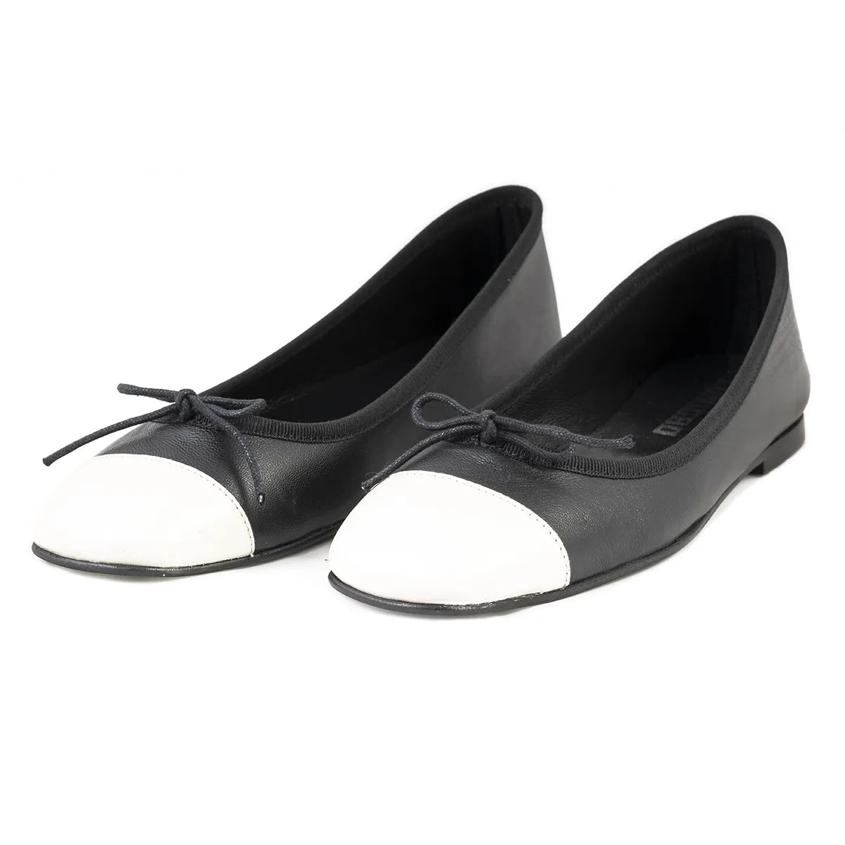 Ballerina Lonigro nappa nera punta panna zeppa 30mm