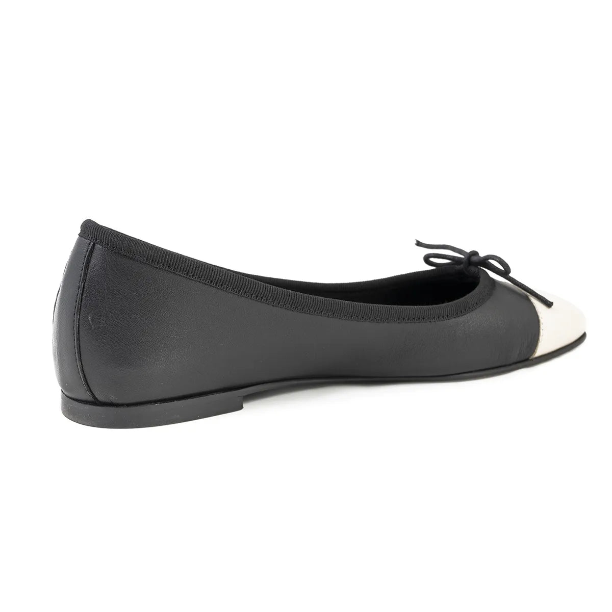 Ballerina Lonigro nappa nera punta panna zeppa 30mm